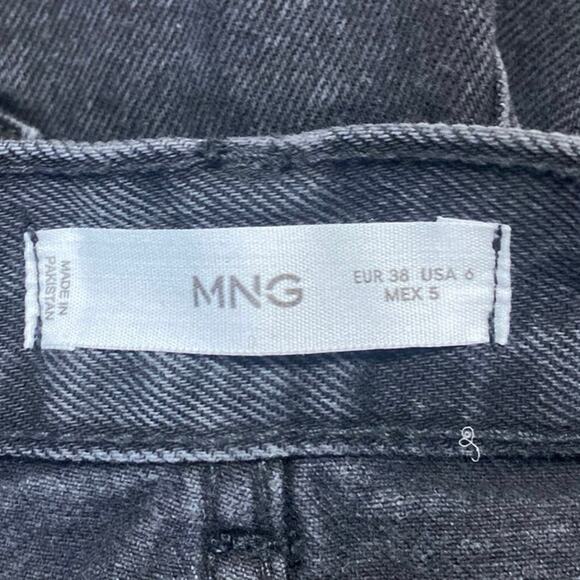 Mango MNG Women's Black Straight Wide Leg High Waist Denim Jeans Pants Size 6 - Picture 4 of 4